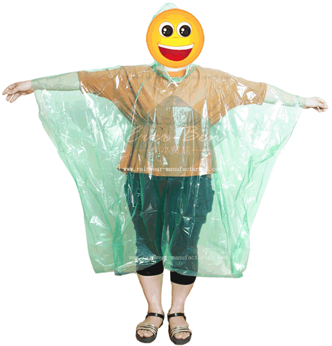 blue PE disposable waterproof poncho